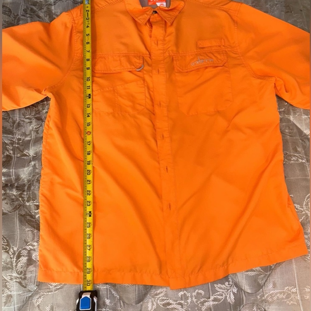 Large Orange Habit button up shirt men